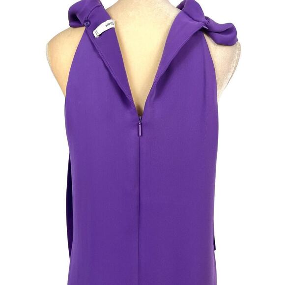 Mango Halter Neck Bow Dress Size 12 Purple Mini Cocktail Party Office Career - Picture 9 of 13